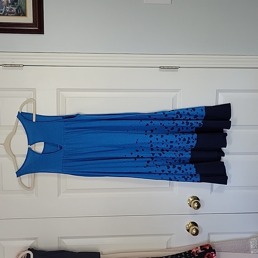 Vintage VS PINK Trapeze Swing Dress Size Large in Blue Hearts - Picture 7 of 12